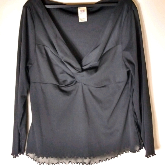 Faded Glory Tops - FG 18 - 20W Twisted Front Stretch Top in Black Plus Funeral